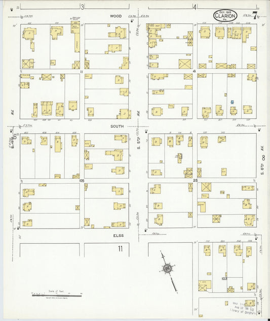 Sanborn Fire Insurance Map from Clarion, Clarion County, Pennsylvania (1919), Sheet #0007 - Historic Sanborn Fire Insurance Map Print, vintage old map wall art, antique decor, genealogy gift, Pennsylvania Pennsylvania map