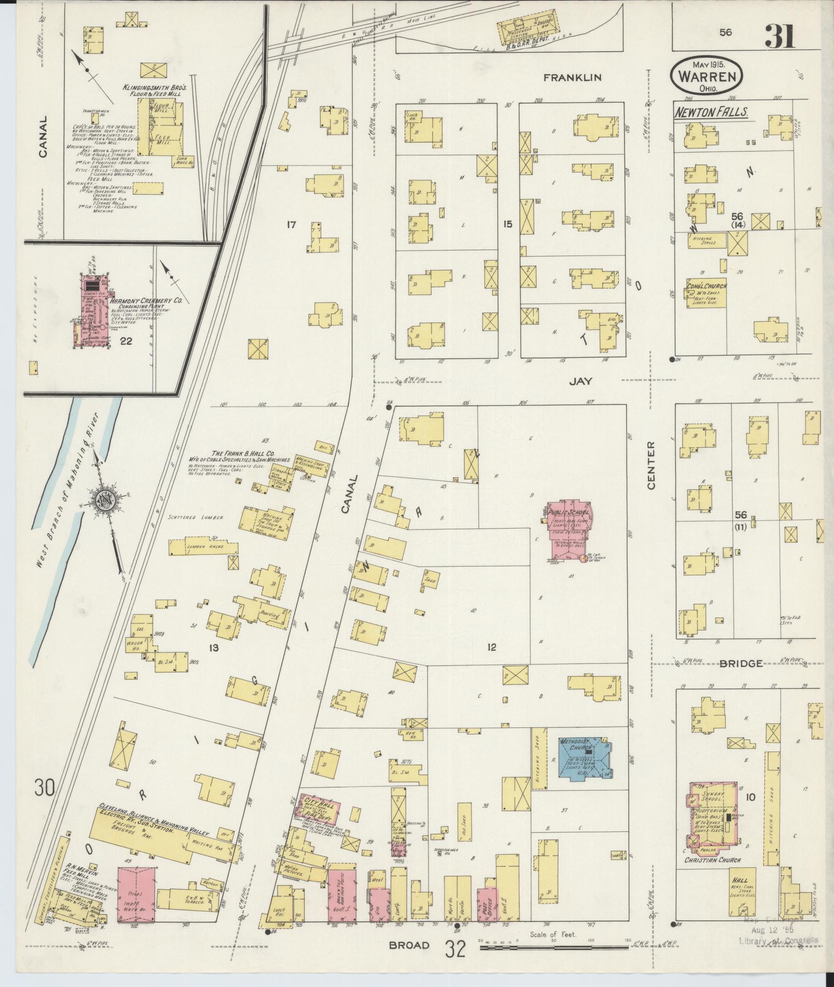 Sanborn Fire Insurance Map from Warren, Trumbull County, Ohio (1915), Sheet #0031 - Complete Map Set gallery image, historic Sanborn map, vintage wall art, Ohio Ohio