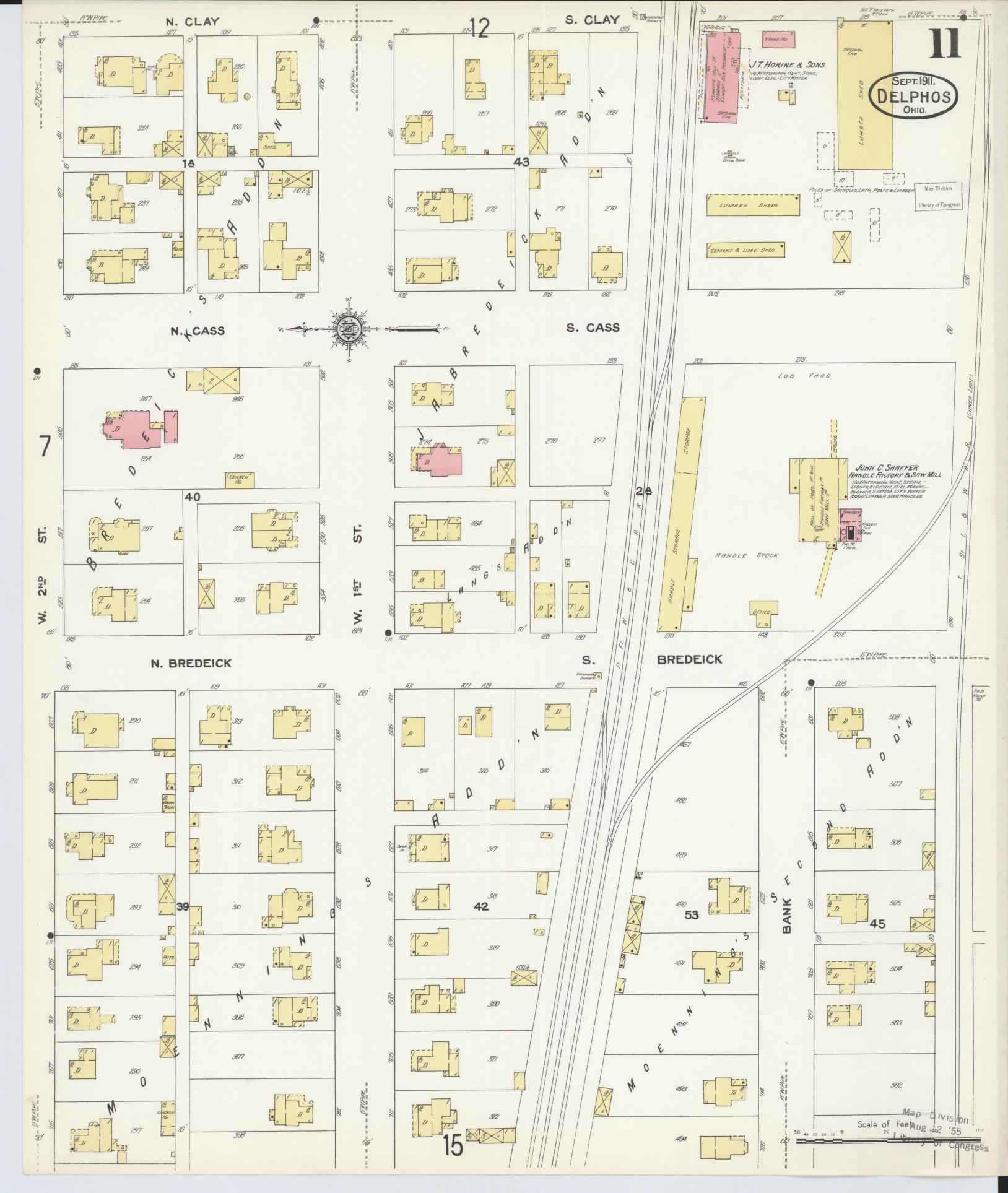 Sanborn Fire Insurance Map from Delphos, Van Wert And Allen Counties, Ohio (1911), Sheet #0011 - Historic Sanborn Fire Insurance Map Print, vintage old map wall art, antique decor, genealogy gift, Ohio Ohio map