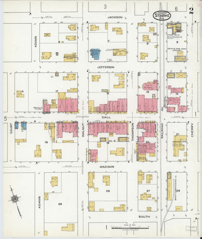 Sanborn Fire Insurance Map from Starke, Bradford County, Florida (1920), Sheet #0002 - Complete Map Set gallery image, historic Sanborn map, vintage wall art, Florida Florida