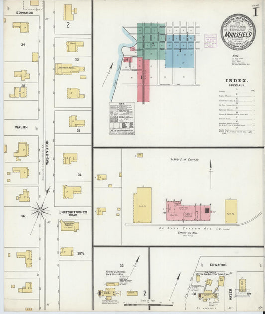 Sanborn Fire Insurance Map from Mansfield, De Soto Parish, Louisiana. (1904) – Historic Sanborn Fire Insurance Map Print
