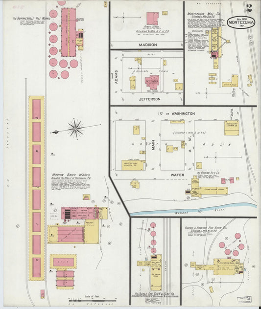 Sanborn Fire Insurance Map from Montezuma, Parke County, Indiana (1900), Sheet #0002 - Historic Sanborn Fire Insurance Map Print, vintage old map wall art, antique decor, genealogy gift, Indiana Indiana map