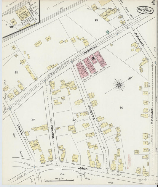 Sanborn Fire Insurance Map from Beverly, Essex County, Massachusetts (1891), Sheet #0004 - Historic Sanborn Fire Insurance Map Print, vintage old map wall art, antique decor, genealogy gift, Massachusetts Massachusetts map