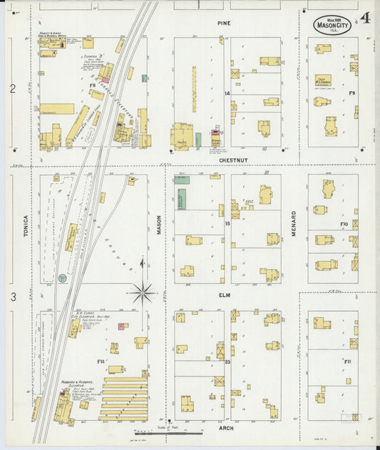 Sanborn Fire Insurance Map from Mason City, Mason County, Illinois (1899), Sheet #0004 - Historic Sanborn Fire Insurance Map Print, vintage old map wall art, antique decor, genealogy gift, Illinois Illinois map