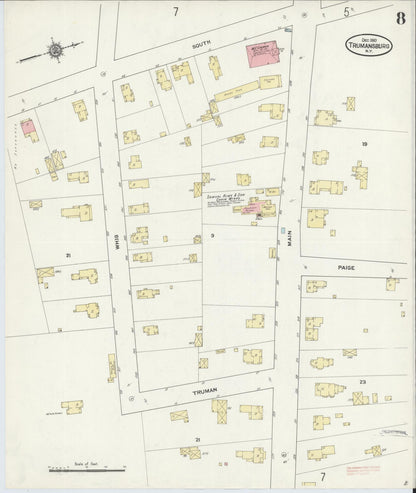 Sanborn Fire Insurance Map from Trumansburg, Tompkins County, New York (1910), Sheet #0008 - Historic Sanborn Fire Insurance Map Print, vintage old map wall art, antique decor, genealogy gift, New York New York map