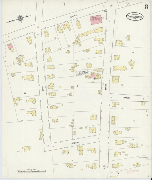 Sanborn Fire Insurance Map from Trumansburg, Tompkins County, New York (1910), Sheet #0008 - Historic Sanborn Fire Insurance Map Print, vintage old map wall art, antique decor, genealogy gift, New York New York map