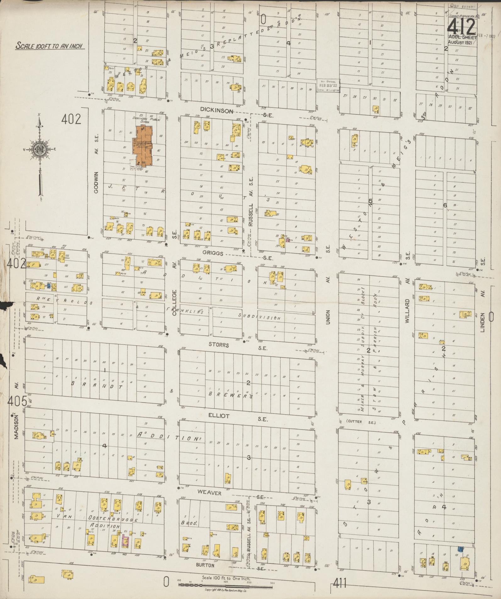 Sanborn Fire Insurance Map from Grand Rapids, Kent County, Michigan. (1921) – Historic Sanborn Fire Insurance Map Print