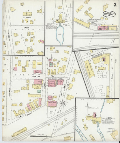 Sanborn Fire Insurance Map from North East, Erie County, Pennsylvania (1896), Sheet #0003 - Historic Sanborn Fire Insurance Map Print, vintage old map wall art, antique decor, genealogy gift, Pennsylvania Pennsylvania map