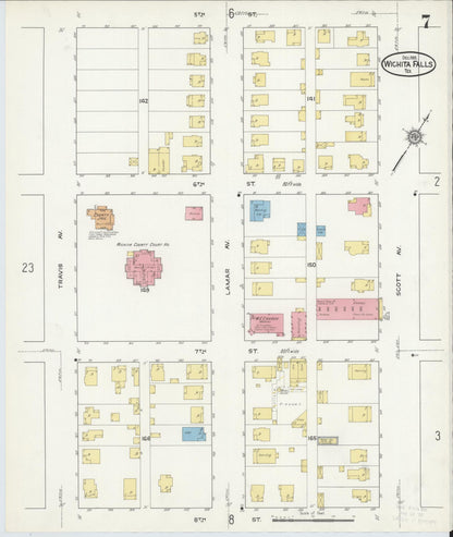 Sanborn Fire Insurance Map from Wichita Falls, Wichita County, Texas (1915), Sheet #0007 - Complete Map Set gallery image, historic Sanborn map, vintage wall art, Texas Texas