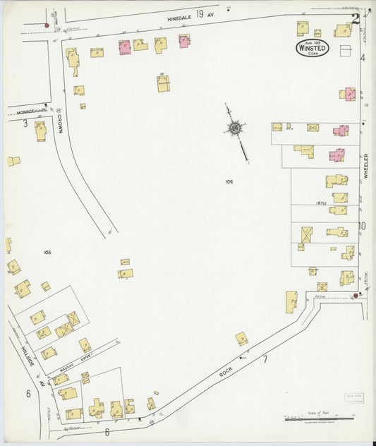 Sanborn Fire Insurance Map from Winsted, Litchfield County, Connecticut (1919), Sheet #0002 - Historic Sanborn Fire Insurance Map Print, vintage old map wall art, antique decor, genealogy gift, Connecticut Connecticut map