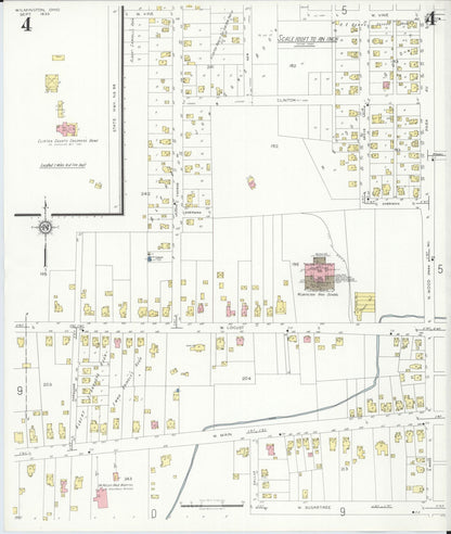 Sanborn Fire Insurance Map from Wilmington, Clinton County, Ohio (1933), Sheet #0004 - Complete Map Set gallery image, historic Sanborn map, vintage wall art, Ohio Ohio