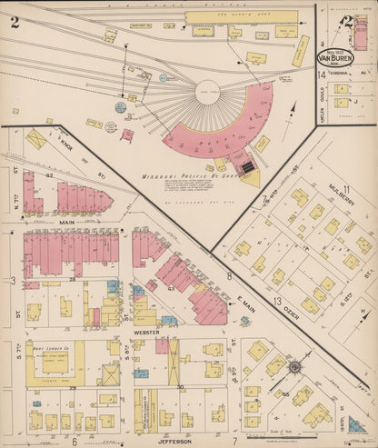 Sanborn Fire Insurance Map from Van Buren, Crawford County, Arkansas (1922), Sheet #0002 - Complete Map Set gallery image, historic Sanborn map, vintage wall art, Arkansas Arkansas