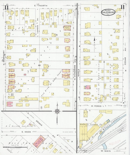 Sanborn Fire Insurance Map from Galesburg, Knox County, Illinois (1927), Sheet #0011 - Historic Sanborn Fire Insurance Map Print, vintage old map wall art, antique decor, genealogy gift, Illinois Illinois map