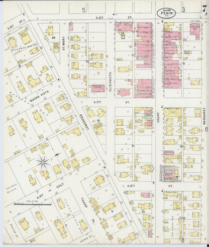 Sanborn Fire Insurance Map from Pekin, Tazewell County, Illinois (1898), Sheet #0007 - Historic Sanborn Fire Insurance Map Print, vintage old map wall art, antique decor, genealogy gift, Illinois Illinois map