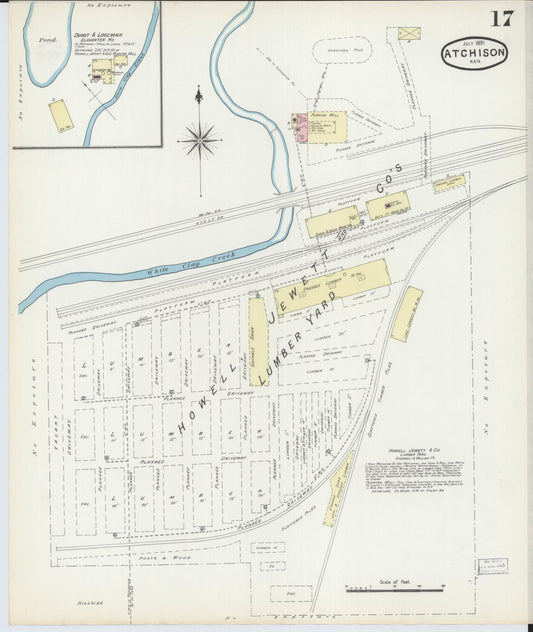 Sanborn Fire Insurance Map from Atchison, Atchison County, Kansas (1891), Sheet #0017 - Historic Sanborn Fire Insurance Map Print, vintage old map wall art, antique decor, genealogy gift, Kansas Kansas map