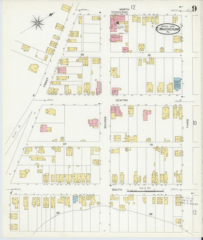 Sanborn Fire Insurance Map from Mauch Chunk, Carbon County, Pennsylvania (1908), Sheet #0009 - Complete Map Set gallery image, historic Sanborn map, vintage wall art, Pennsylvania Pennsylvania