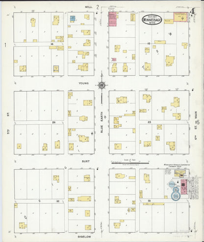 Sanborn Fire Insurance Map from Winnebago, Faribault County, Minnesota (1917), Sheet #0004 - Historic Sanborn Fire Insurance Map Print, vintage old map wall art, antique decor, genealogy gift, Minnesota Minnesota map