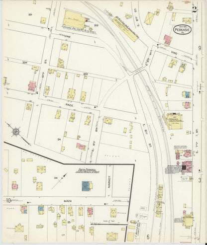 Sanborn Fire Insurance Map from Perkasie, Bucks County, Pennsylvania (1913), Sheet #0002 - Historic Sanborn Fire Insurance Map Print, vintage old map wall art, antique decor, genealogy gift, Pennsylvania Pennsylvania map