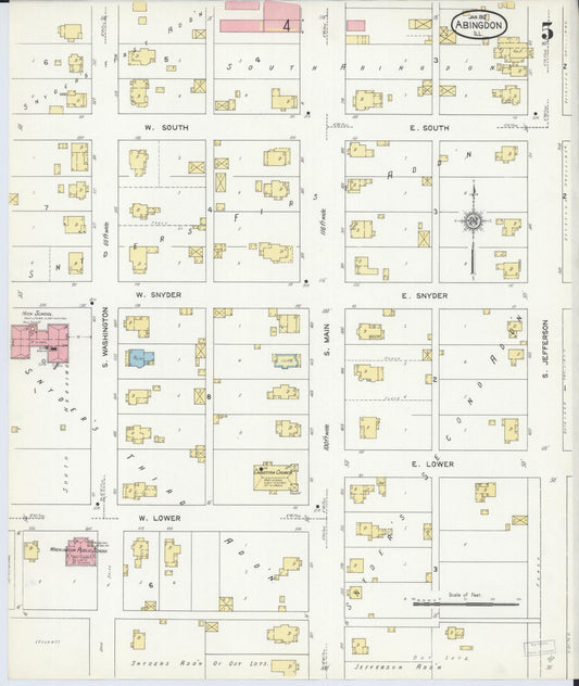 Sanborn Fire Insurance Map from Abingdon, Knox County, Illinois (1912), Sheet #0005 - Historic Sanborn Fire Insurance Map Print, vintage old map wall art, antique decor, genealogy gift, Illinois Illinois map