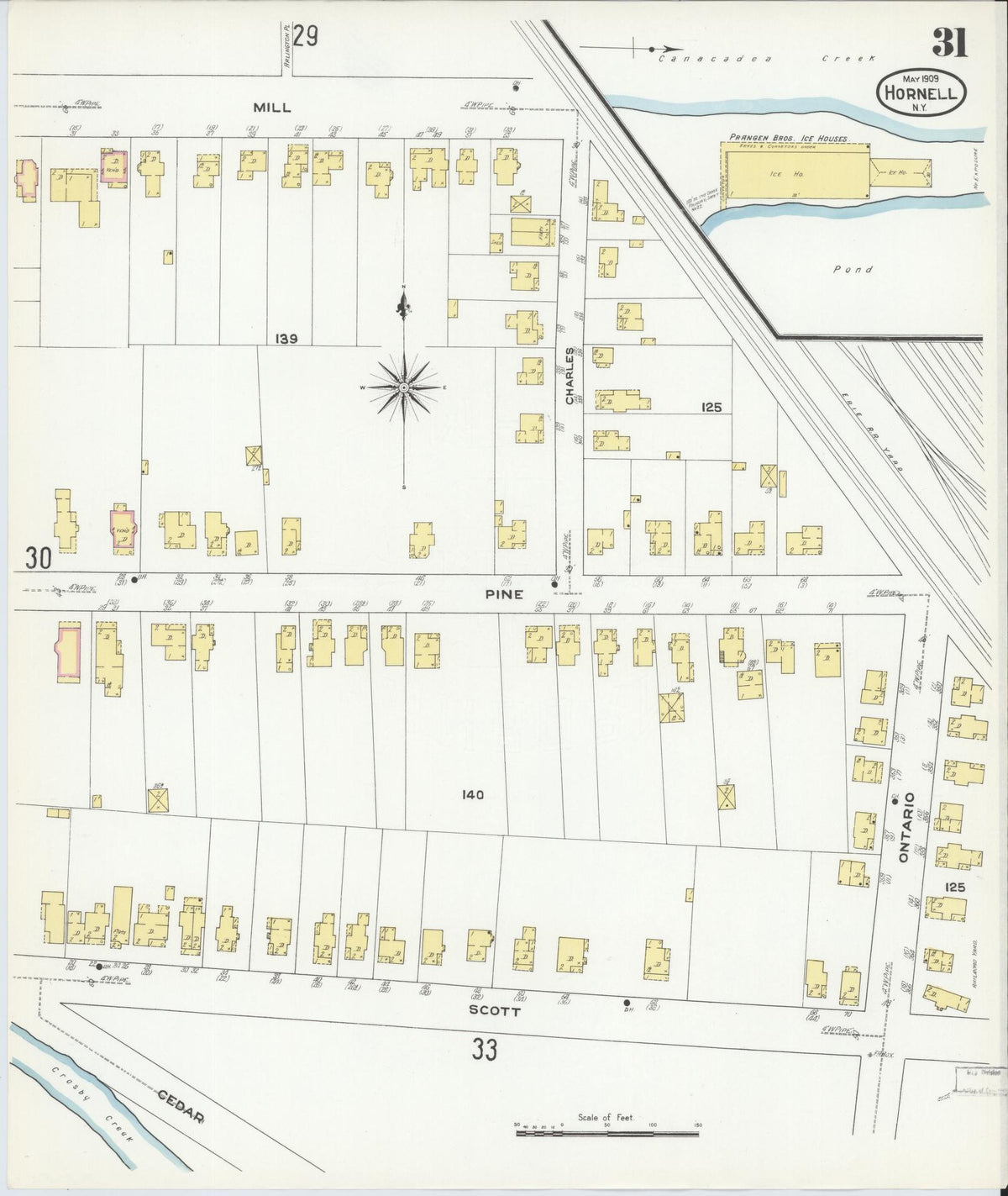 Sanborn Fire Insurance Map from Hornell, Steuben County, New York (1909), Sheet #0031 - Complete Map Set gallery image, historic Sanborn map, vintage wall art, New York New York