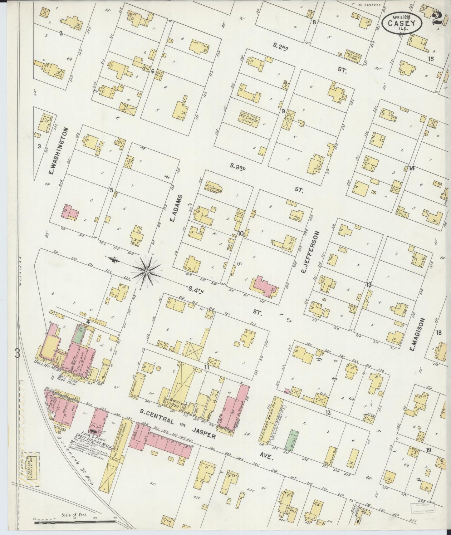 Sanborn Fire Insurance Map from Casey, Clark County, Illinois (1898), Sheet #0002 - Historic Sanborn Fire Insurance Map Print, vintage old map wall art, antique decor, genealogy gift, Illinois Illinois map