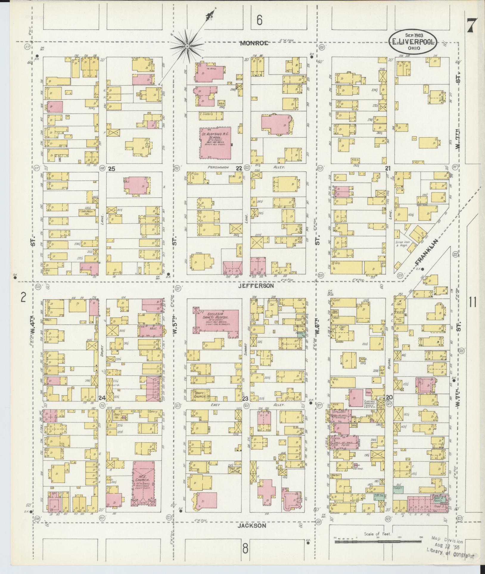 Sanborn Fire Insurance Map from East Liverpool, Columbiana County, Ohio (1903), Sheet #0007 - Complete Map Set gallery image, historic Sanborn map, vintage wall art, Ohio Ohio