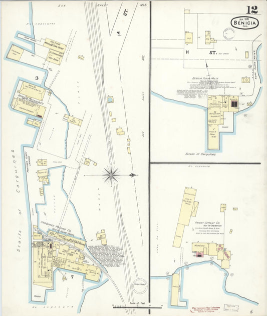 Sanborn Fire Insurance Map from Benicia, Solano County, California (1891), Sheet #0012 - Historic Sanborn Fire Insurance Map Print, vintage old map wall art, antique decor, genealogy gift, California California map