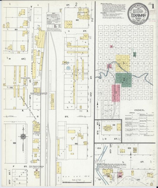 Sanborn Fire Insurance Map from Tekamah, Burt County, Nebraska (1910), Sheet #0001 - Historic Sanborn Fire Insurance Map Print, vintage old map wall art, antique decor, genealogy gift, Nebraska Nebraska map