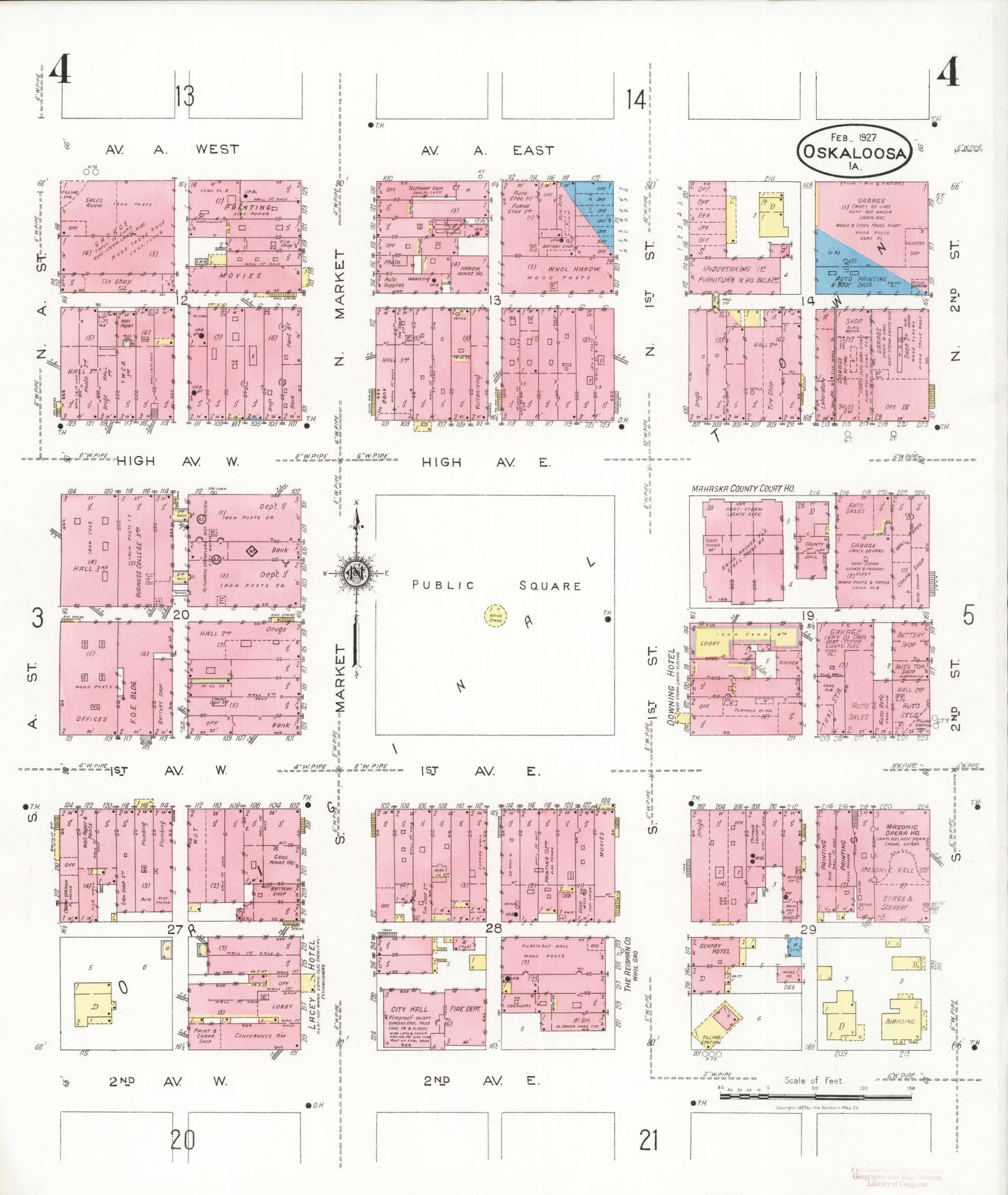 Sanborn Fire Insurance Map from Oskaloosa, Mahaska County, Iowa (1927), Sheet #0004 - Historic Sanborn Fire Insurance Map Print