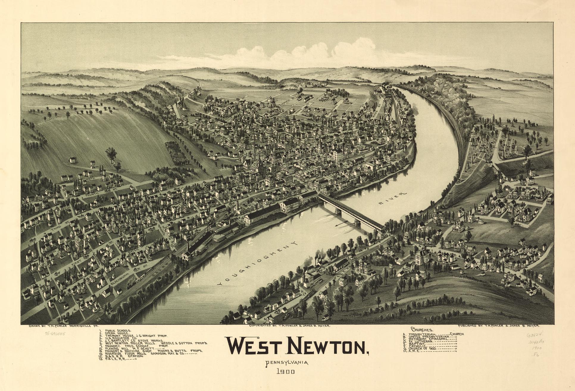 West Newton, Pennsylvania 1900. (1900) – Historic Bird’s-Eye View Panorama Print