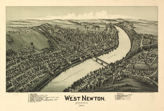 West Newton, Pennsylvania 1900. (1900) – Historic Bird’s-Eye View Panorama Print