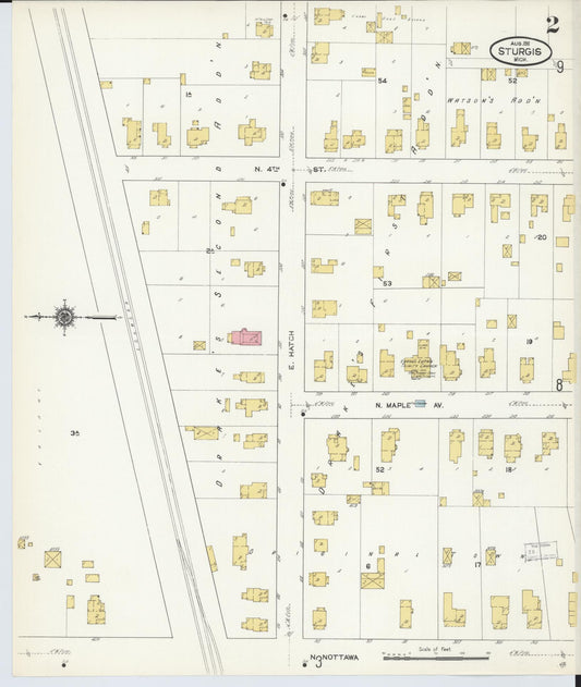 Sanborn Fire Insurance Map from Sturgis, Saint Joseph County, Michigan (1911), Sheet #0002 - Historic Sanborn Fire Insurance Map Print, vintage old map wall art, antique decor, genealogy gift, Michigan Michigan map