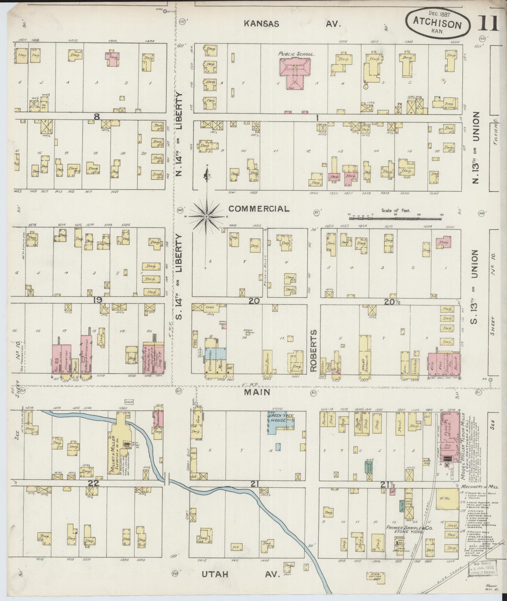 Sanborn Fire Insurance Map from Atchison, Atchison County, Kansas (1887), Sheet #0011 - Complete Map Set gallery image, historic Sanborn map, vintage wall art, Kansas Kansas