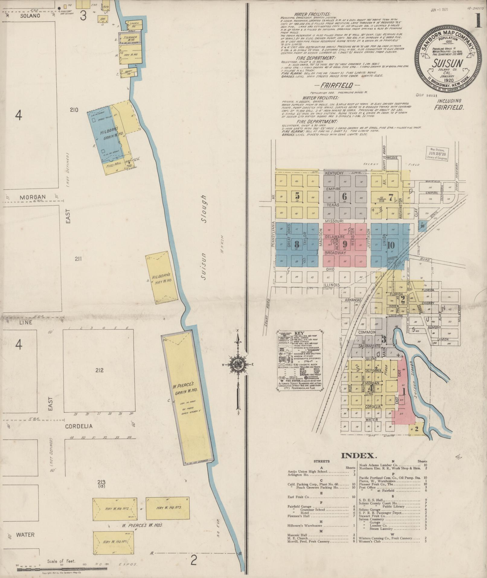 Sanborn Fire Insurance Map from Suisun, Solano County, California. (1920) – Historic Sanborn Fire Insurance Map Print