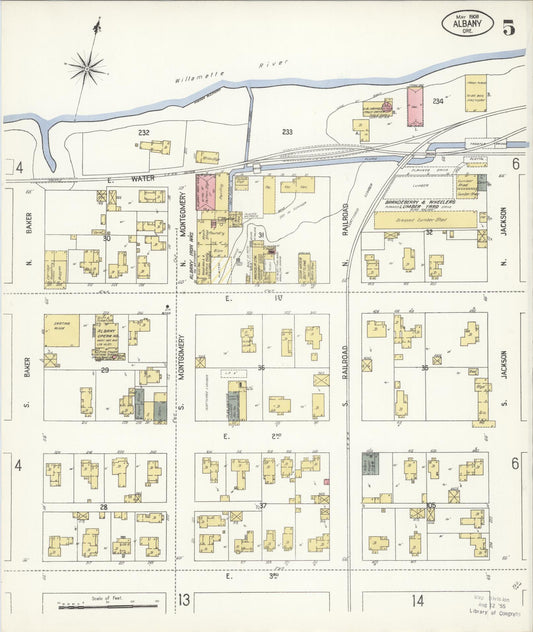 Sanborn Fire Insurance Map from Albany, Linn County, Oregon (1908), Sheet #0005 - Historic Sanborn Fire Insurance Map Print, vintage old map wall art, antique decor, genealogy gift, Oregon Oregon map