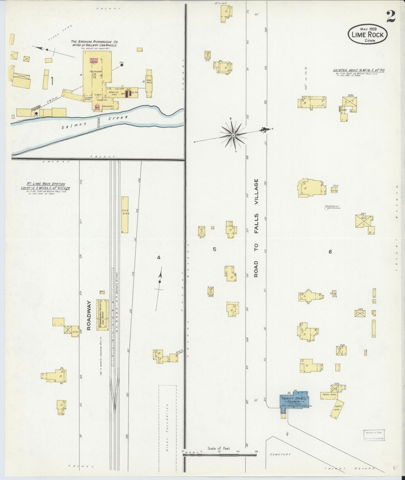 Sanborn Fire Insurance Map from Lime Rock, Litchfield County, Connecticut (1909), Sheet #0002 - Complete Map Set gallery image, historic Sanborn map, vintage wall art, Connecticut Connecticut
