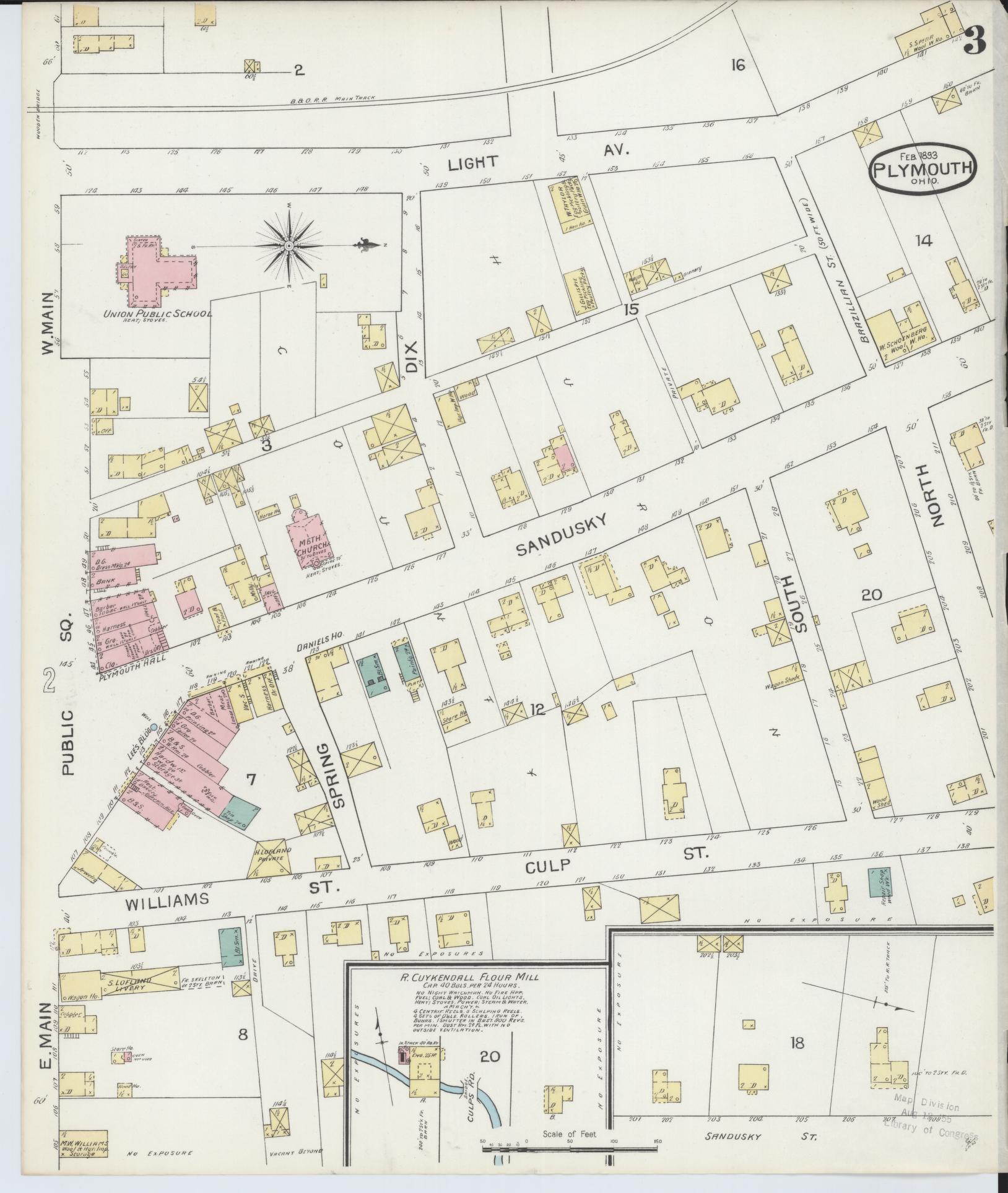 Sanborn Fire Insurance Map from Plymouth, Huron And Richland Counties, Ohio (1893), Sheet #0003 - Complete Map Set gallery image, historic Sanborn map, vintage wall art, Ohio Ohio