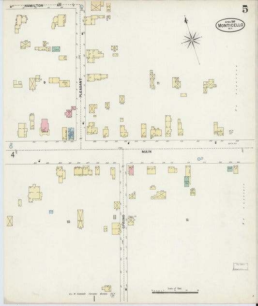 Sanborn Fire Insurance Map from Monticello, Sullivan County, New York (1897), Sheet #0005 - Historic Sanborn Fire Insurance Map Print, vintage old map wall art, antique decor, genealogy gift, New York New York map