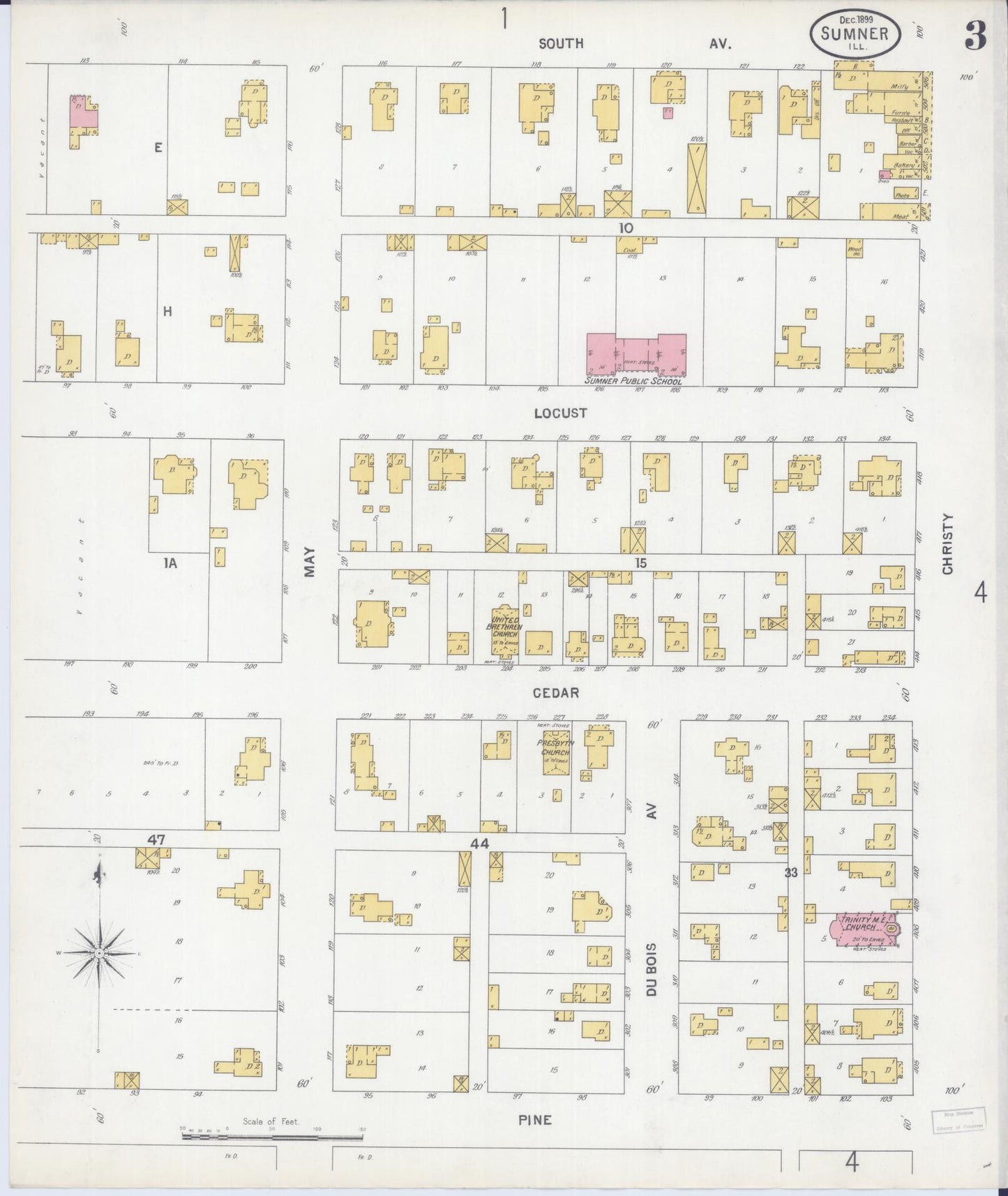 Sanborn Fire Insurance Map from Sumner, Lawrence County, Illinois (1899), Sheet #0003 - Complete Map Set gallery image, historic Sanborn map, vintage wall art, Illinois Illinois