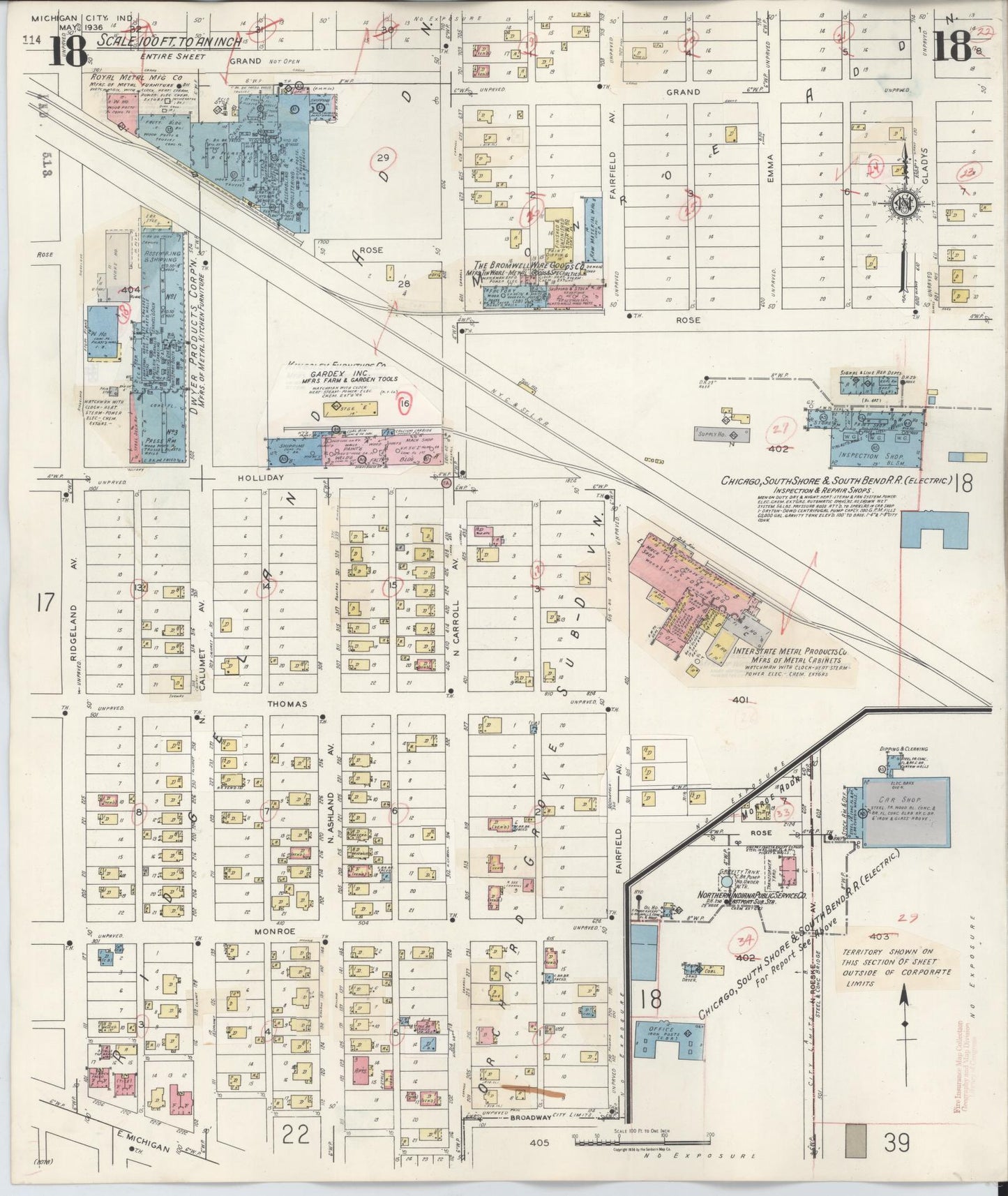 Sanborn Fire Insurance Map from Michigan City, La Porte County, Indiana (1948), Sheet #0018 - Historic Sanborn Fire Insurance Map Print, vintage old map wall art, antique decor, genealogy gift, Michigan Michigan map