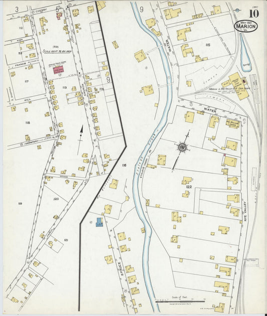 Sanborn Fire Insurance Map from Marion, Smyth County, Virginia (1921), Sheet #0010 - Historic Sanborn Fire Insurance Map Print, vintage old map wall art, antique decor, genealogy gift, Virginia Virginia map