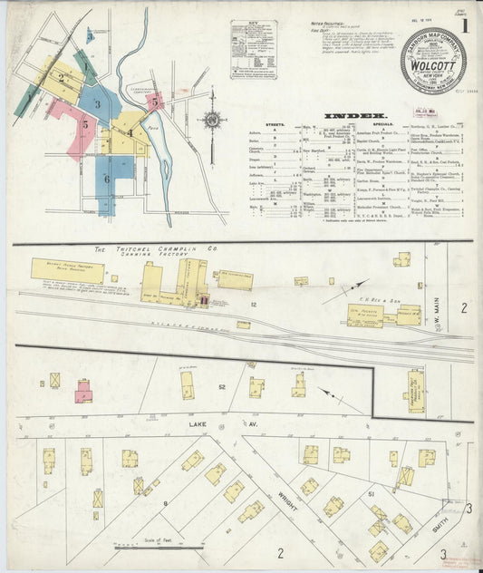 Sanborn Fire Insurance Map from Wolcott, Wayne County, New York (1911), Sheet #0001 - Historic Sanborn Fire Insurance Map Print, vintage old map wall art, antique decor, genealogy gift, New York New York map