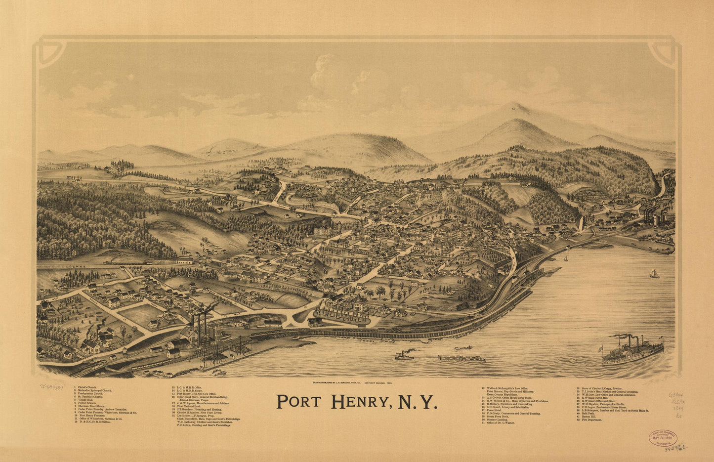 Port Henry, N.Y. (1889) – Historic Bird’s-Eye View Panorama Print