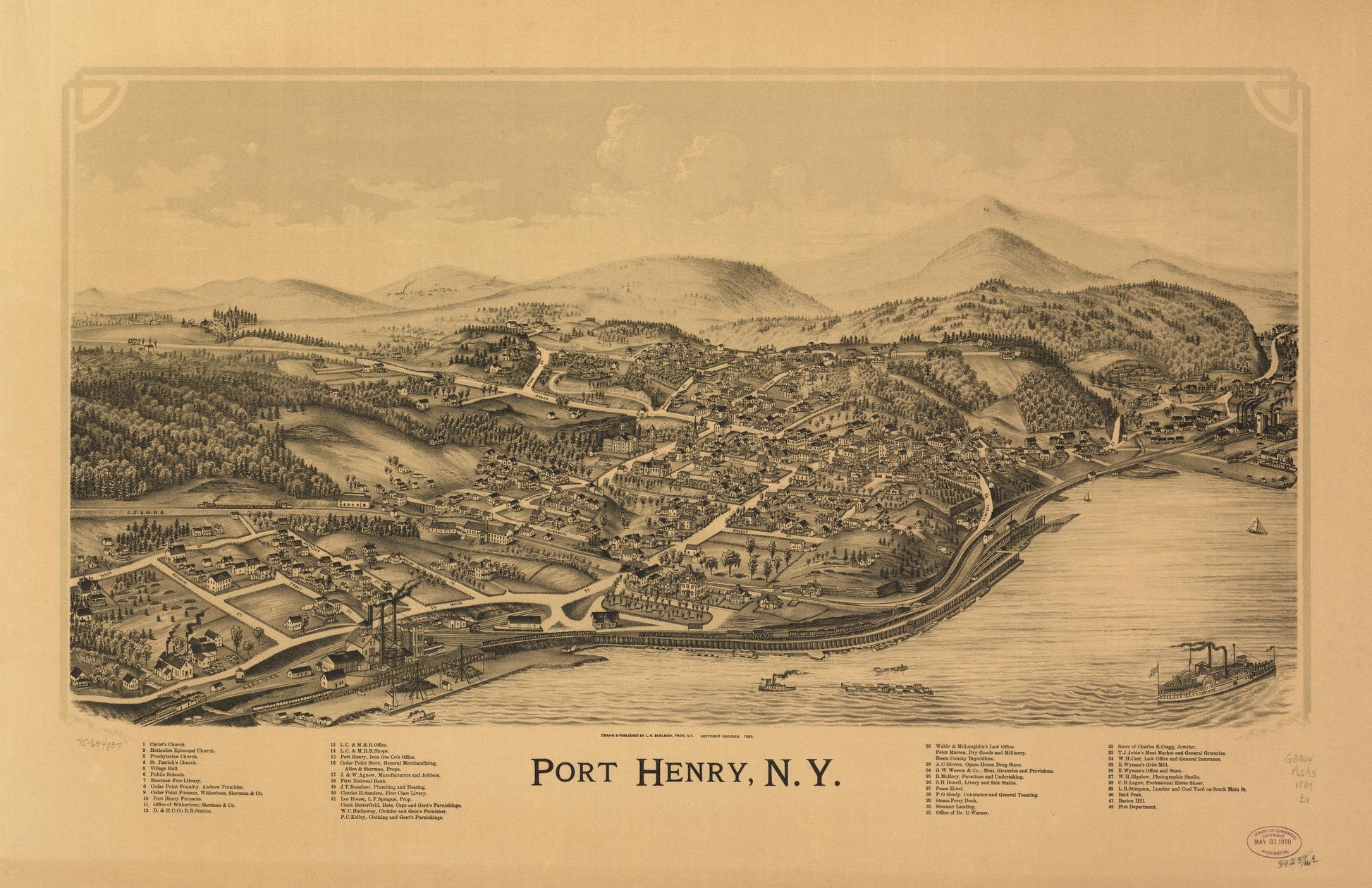 Port Henry, N.Y. (1889) – Historic Bird’s-Eye View Panorama Print