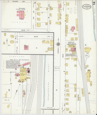 Sanborn Fire Insurance Map from Towanda, Bradford County, Pennsylvania (1911), Sheet #0002 - Complete Map Set gallery image, historic Sanborn map, vintage wall art, Pennsylvania Pennsylvania