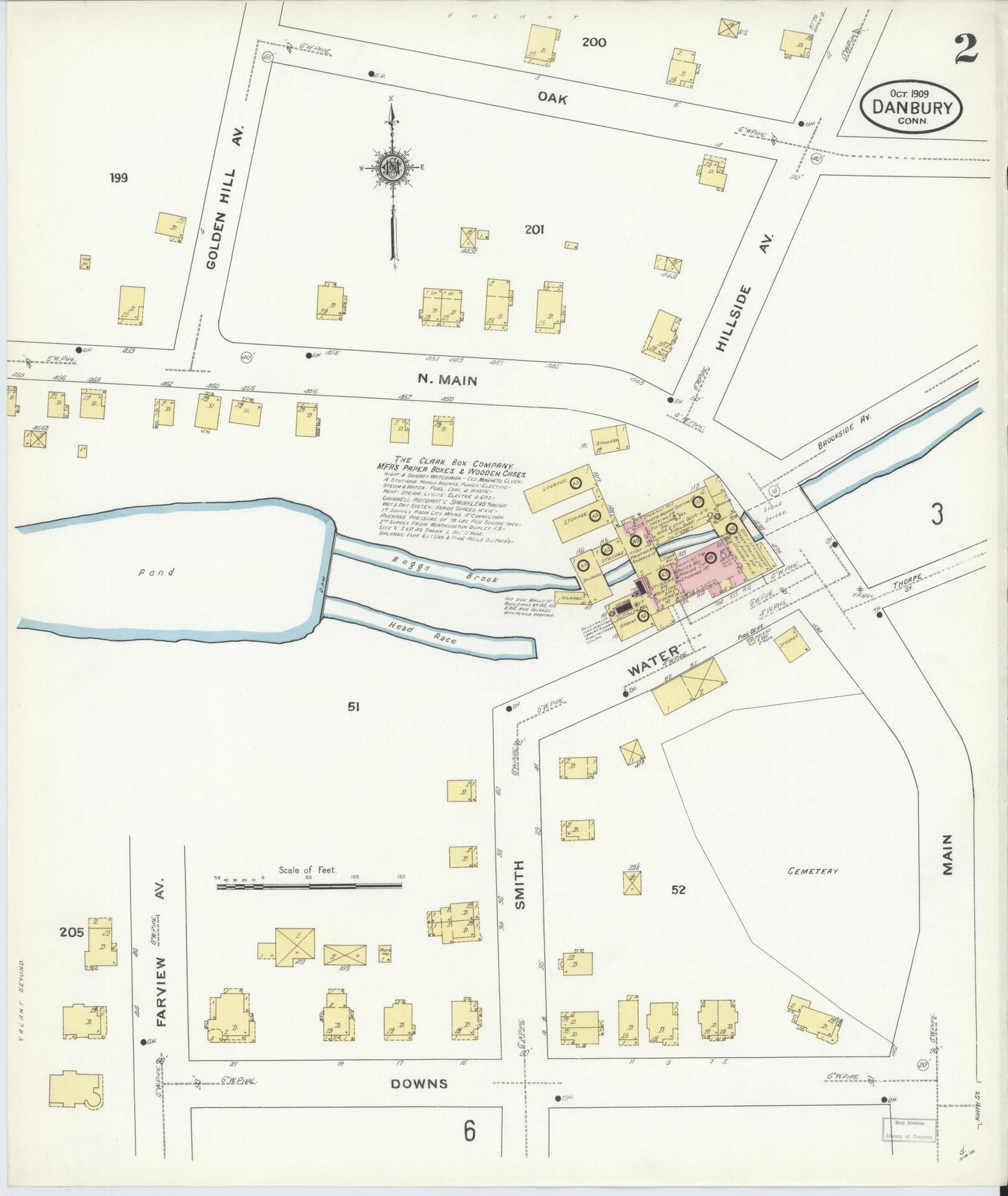 Sanborn Fire Insurance Map from Danbury, Fairfield County, Connecticut (1909), Sheet #0002 - Complete Map Set gallery image, historic Sanborn map, vintage wall art, Connecticut Connecticut