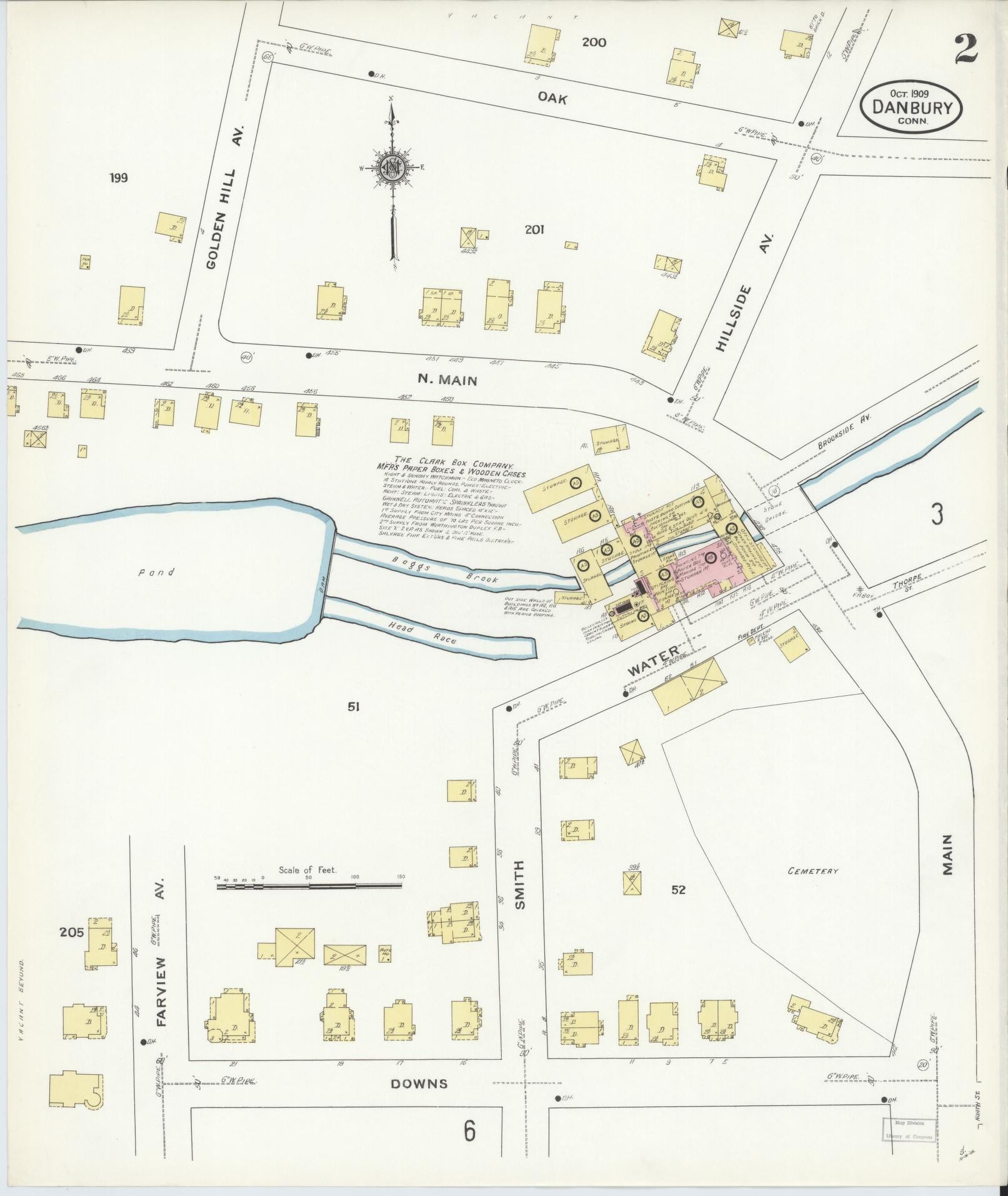 Sanborn Fire Insurance Map from Danbury, Fairfield County, Connecticut (1909), Sheet #0002 - Complete Map Set gallery image, historic Sanborn map, vintage wall art, Connecticut Connecticut
