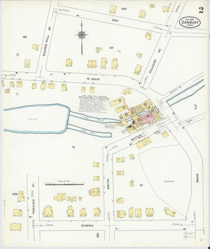 Sanborn Fire Insurance Map from Danbury, Fairfield County, Connecticut (1909), Sheet #0002 - Complete Map Set gallery image, historic Sanborn map, vintage wall art, Connecticut Connecticut