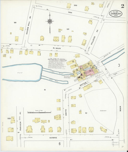 Sanborn Fire Insurance Map from Danbury, Fairfield County, Connecticut (1909), Sheet #0002 - Complete Map Set gallery image, historic Sanborn map, vintage wall art, Connecticut Connecticut