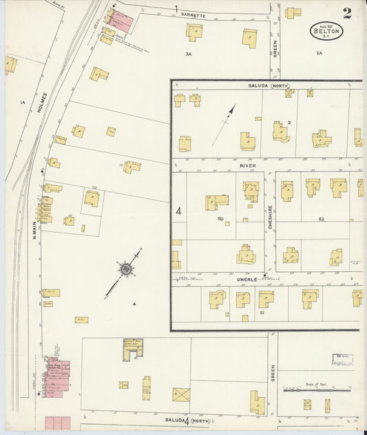Sanborn Fire Insurance Map from Belton, Anderson County, South Carolina (1911), Sheet #0002 - Historic Sanborn Fire Insurance Map Print, vintage old map wall art, antique decor, genealogy gift, South Carolina South Carolina map